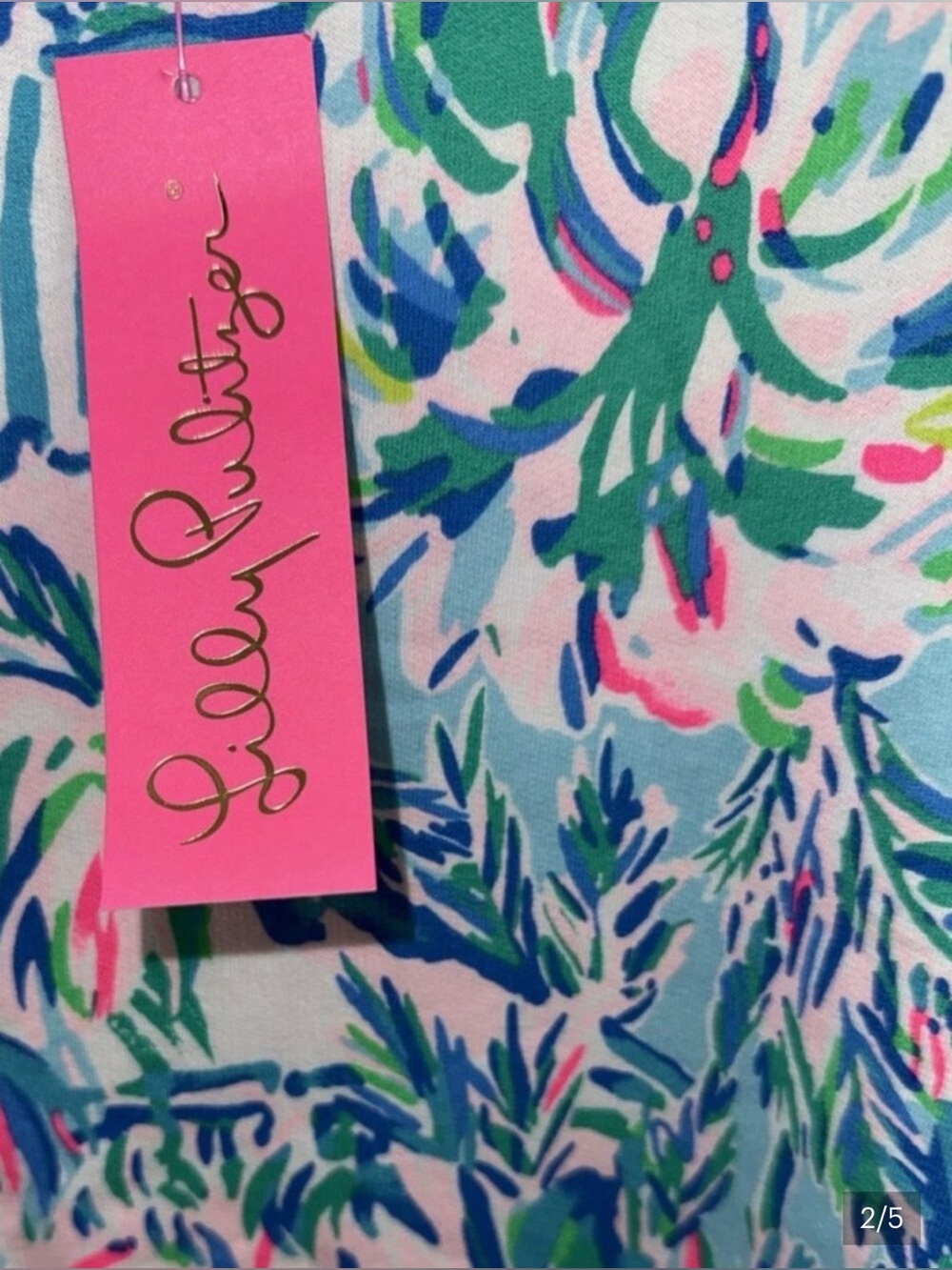 Lilly Pulitzer Jansen Long Sleeve SWE Blue Ibiza Cabana Cocktail Xl - Picture 4 of 5